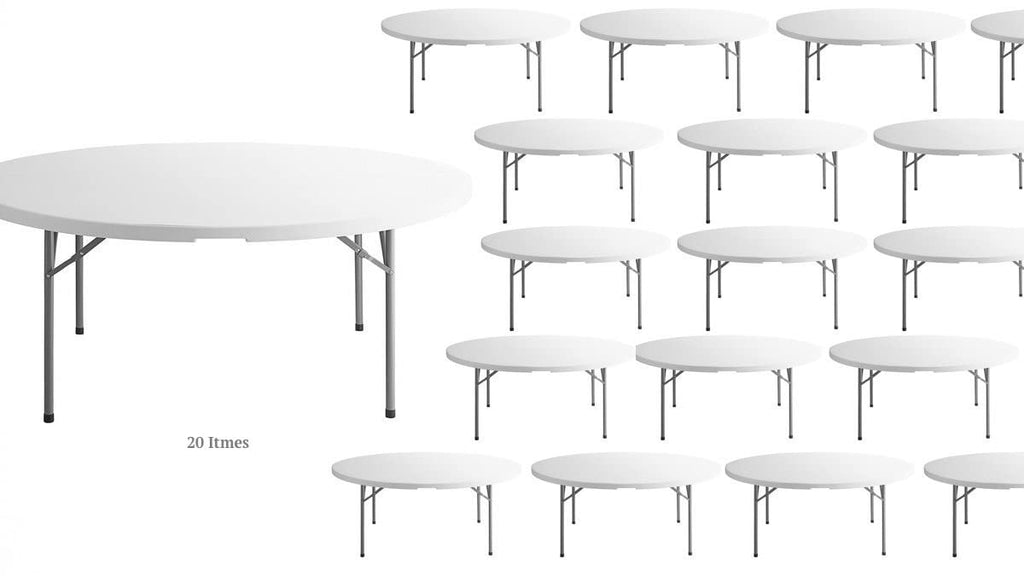 White 72 Inch Round Plastic Folding Table H508566