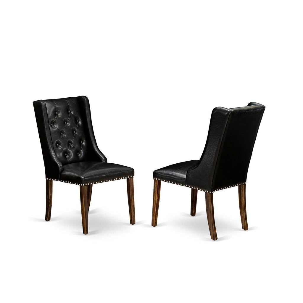 Black Faux Leather Button Tufted Dining Chairs, Set of 2 W5029
