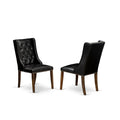 Black Faux Leather Button Tufted Dining Chairs, Set of 2 W5029