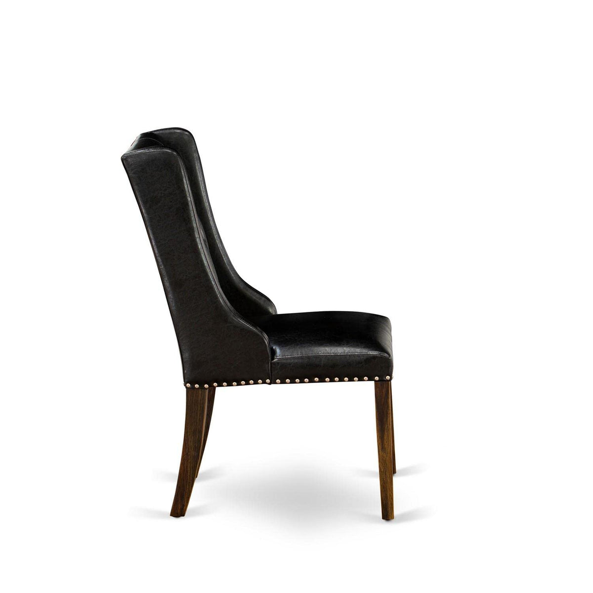 Black Faux Leather Button Tufted Dining Chairs, Set of 2 W5029
