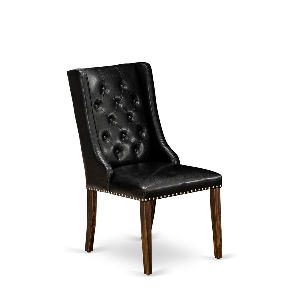 Black Faux Leather Button Tufted Dining Chairs, Set of 2 W5029