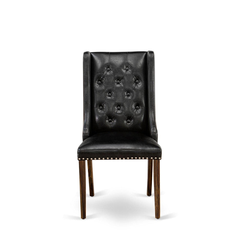 Black Faux Leather Button Tufted Dining Chairs, Set of 2 W5029