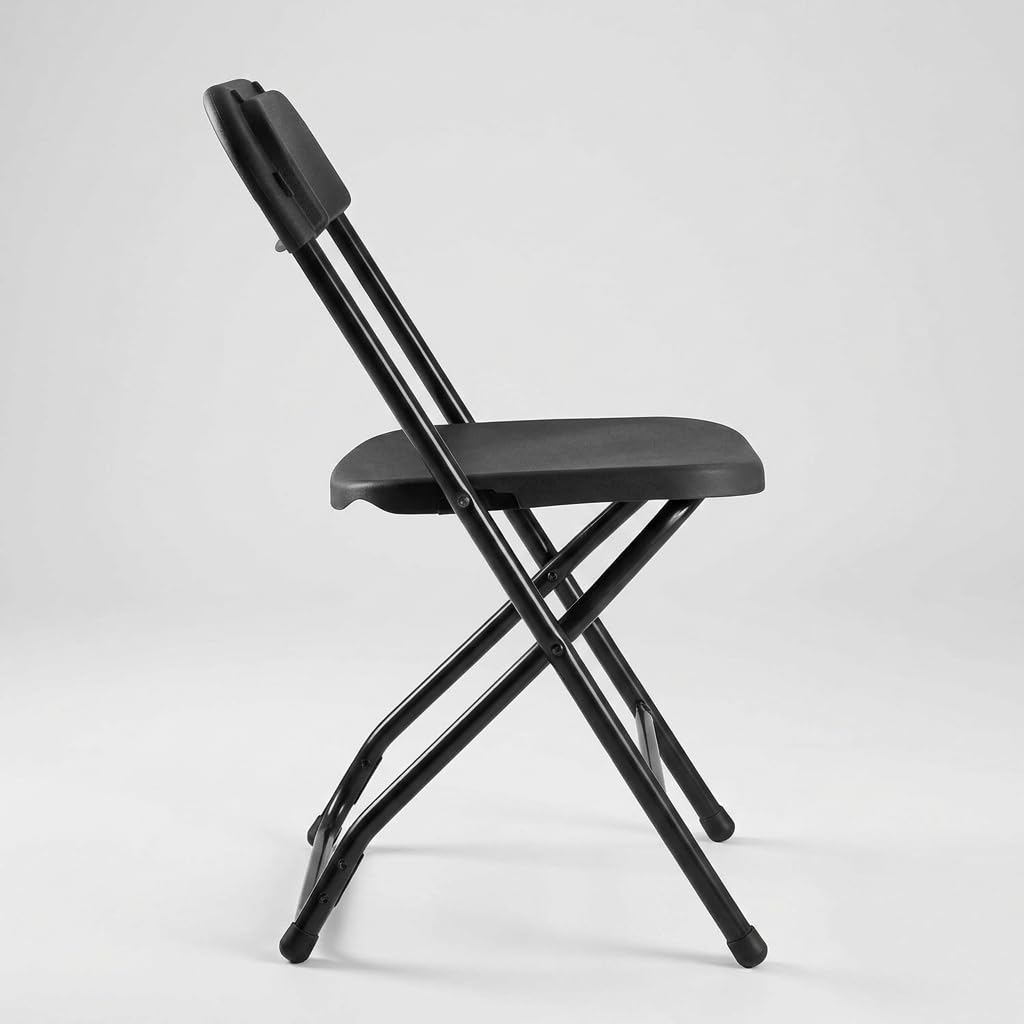 Folding Chairs Set of 10, 330lbs Heavy Duty Plastic Stackable Chairs, Portable Foldable Indoor Outdoor Chairs for Party, Camping, Patio & Events, Black R3740