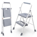 2 Step Ladder with Anti-Slip Pedal and Handrail, 330lbs Grey Z748957