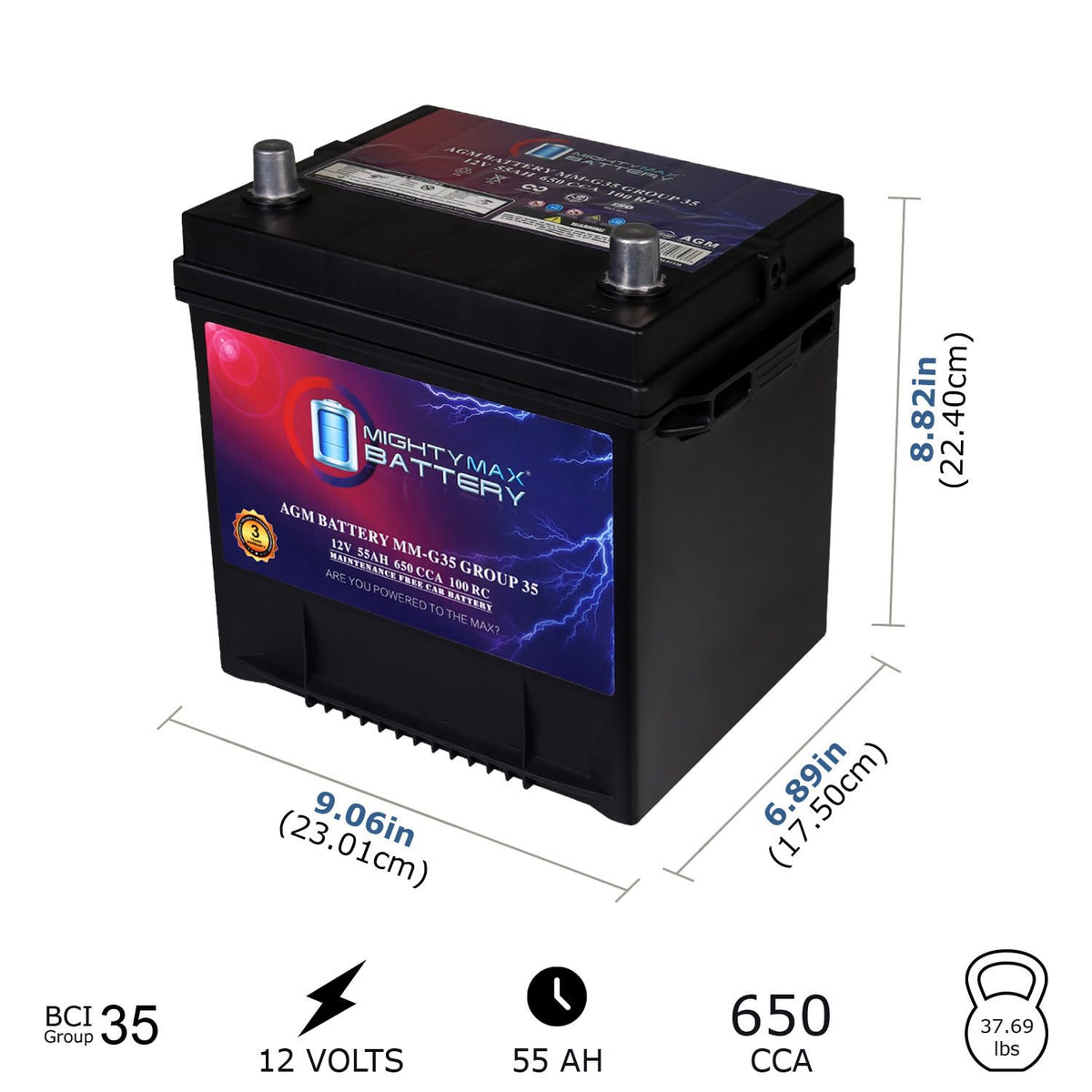 12V 55Ah AGM Replacement Battery X948018