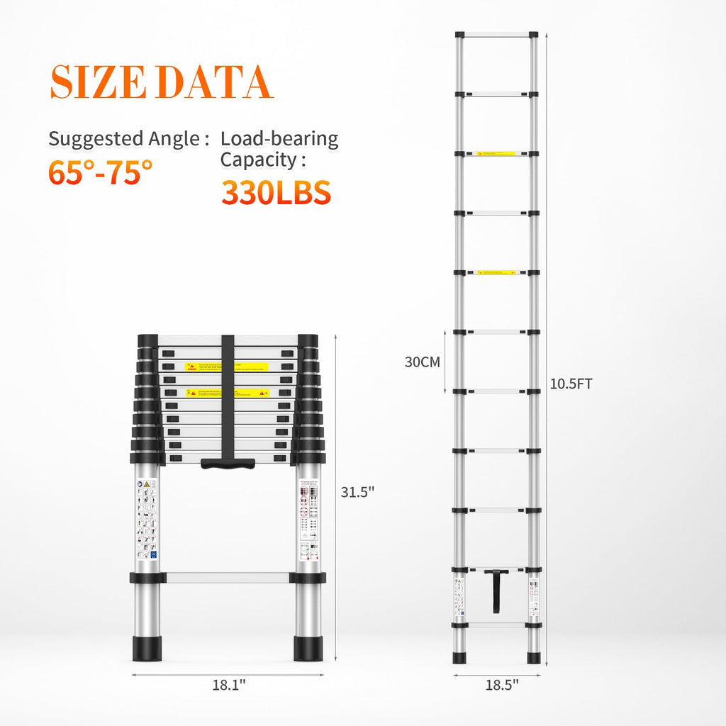 10.5FT Aluminum Telescoping Ladder Z16672