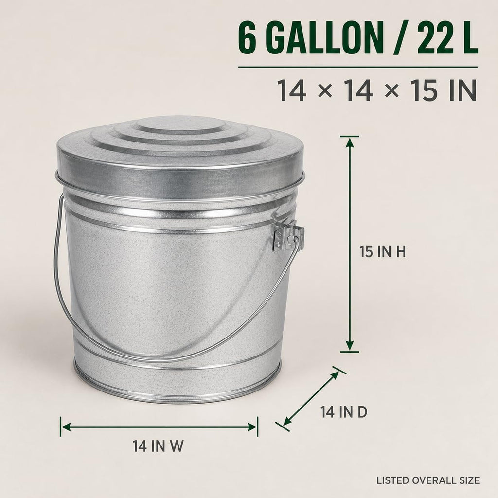 6 Gal Galvanized Steel Storage Can V7387