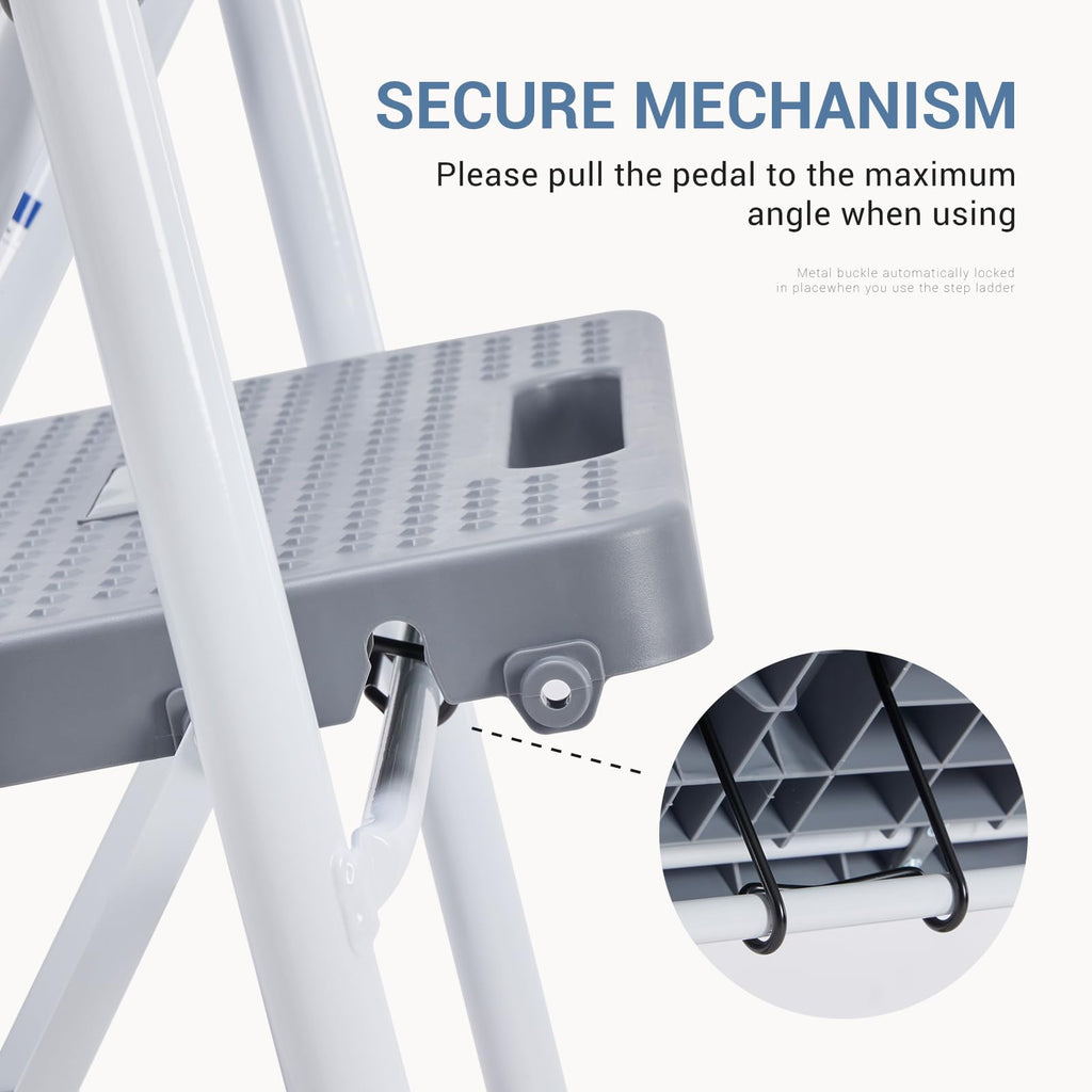 2 Step Ladder with Anti-Slip Pedal and Handrail, 330lbs Grey Z748957
