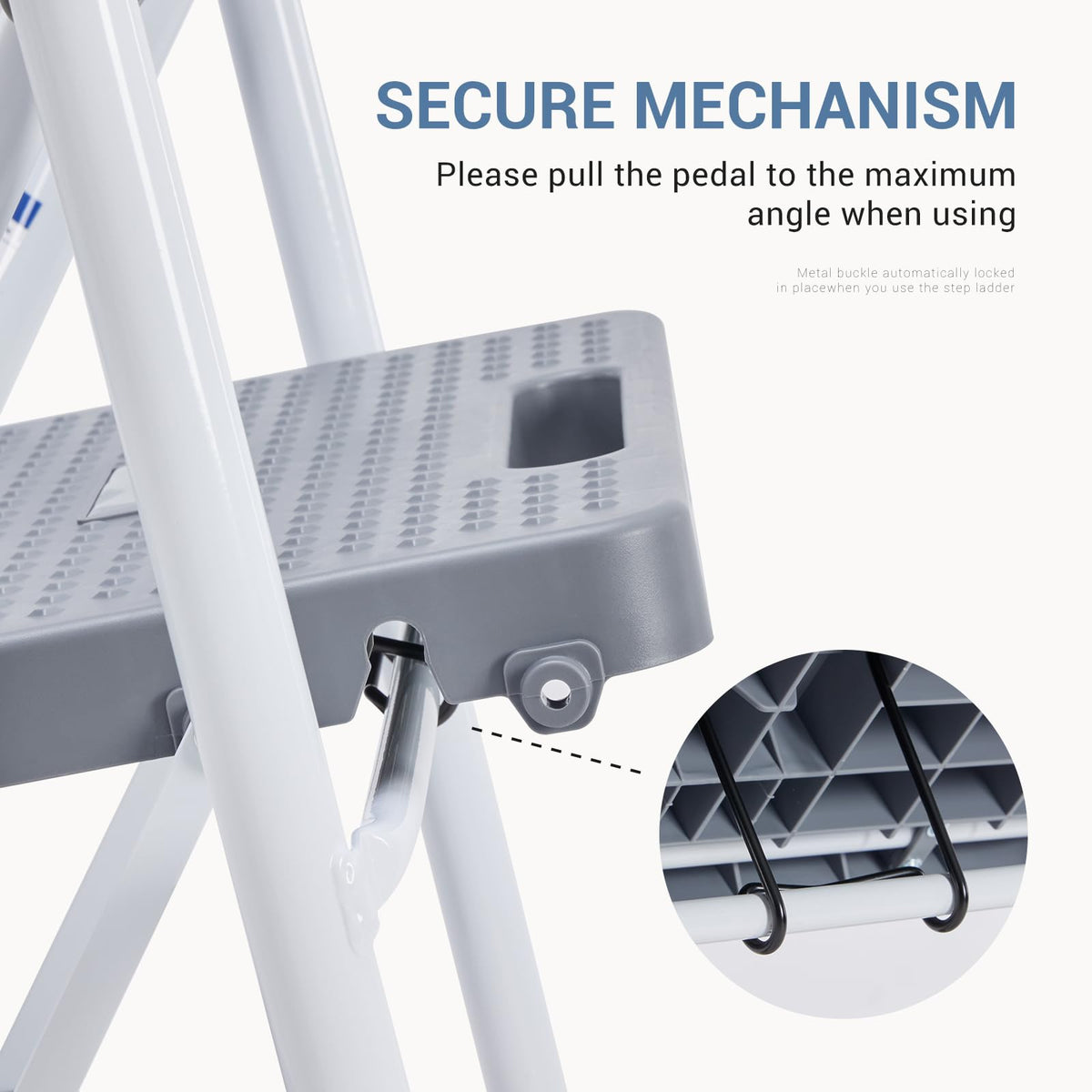 2 Step Ladder with Anti-Slip Pedal and Handrail, 330lbs Grey Z748957