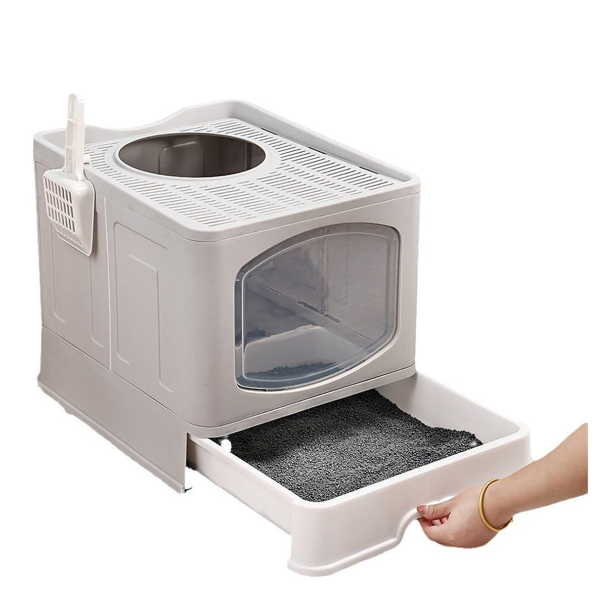 Foldable Cat Litter Box with Lid Q119