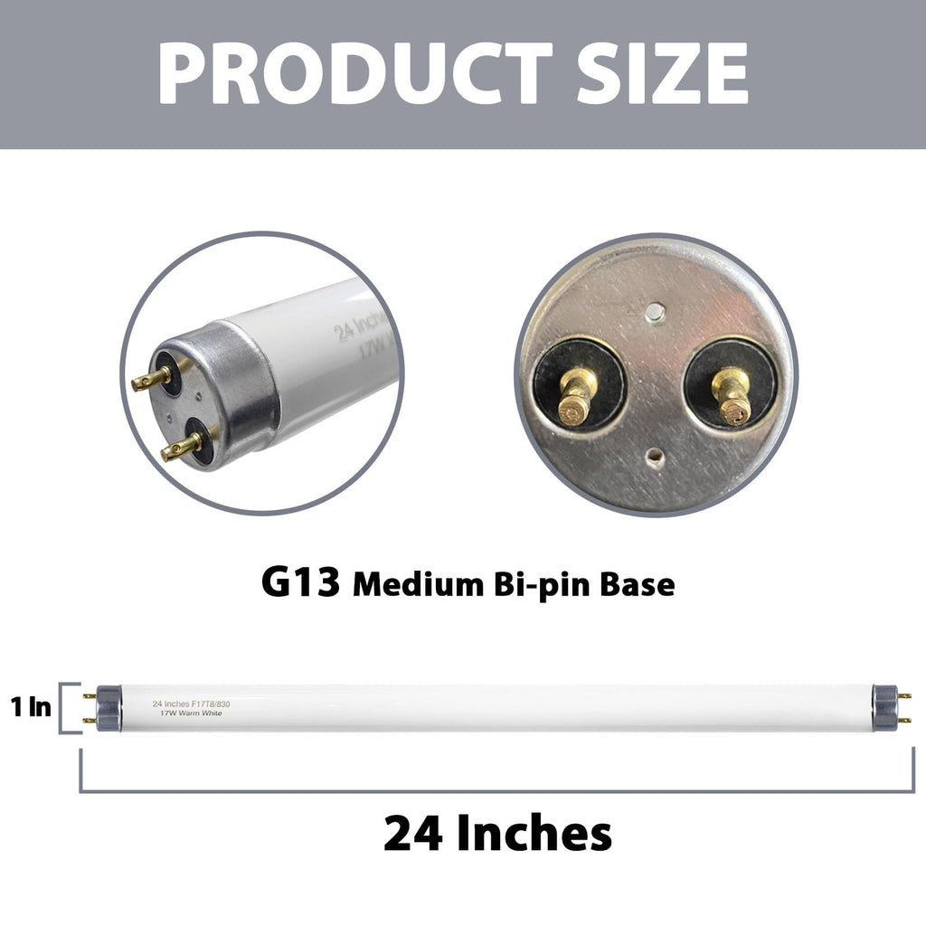 24 inch Warm White Fluorescent Tube Light 8 Pack P704798