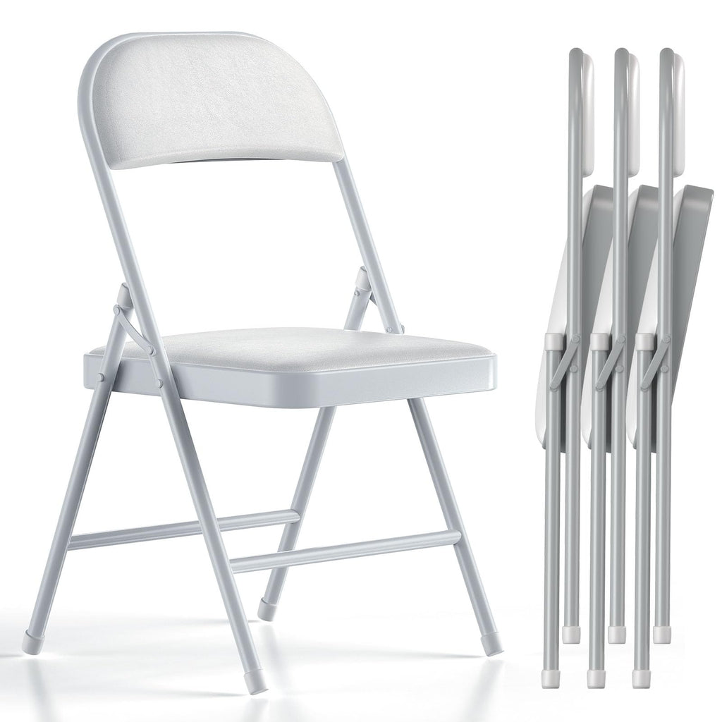 White Vinyl Padded Folding Chairs 4 Pack T73085