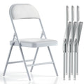 White Vinyl Padded Folding Chairs 4 Pack T73085