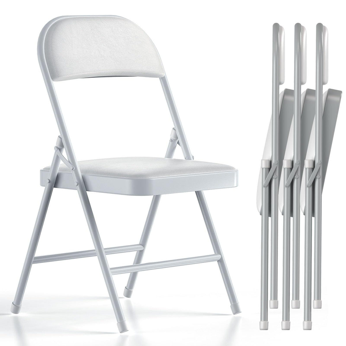 White Vinyl Padded Folding Chairs 4 Pack T73085
