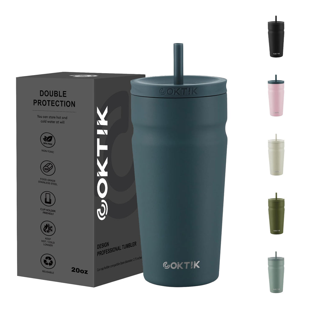 20oz Insulated Stainless Steel Tumbler with Lid and Straw B338