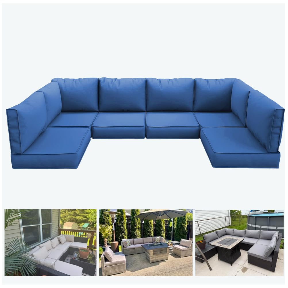 14-Piece Light Blue Outdoor Replacement Cushions Y444