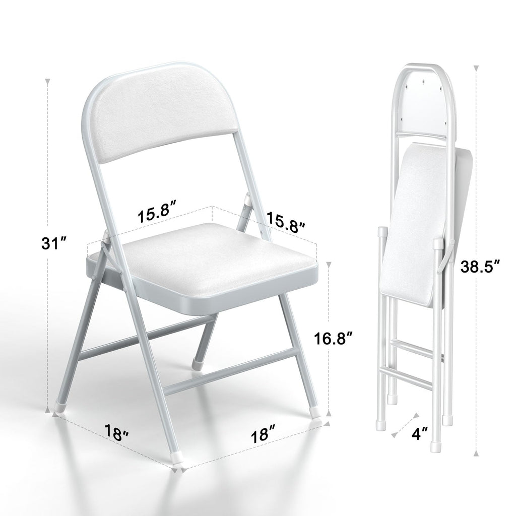 White Vinyl Padded Folding Chairs 4 Pack T73085