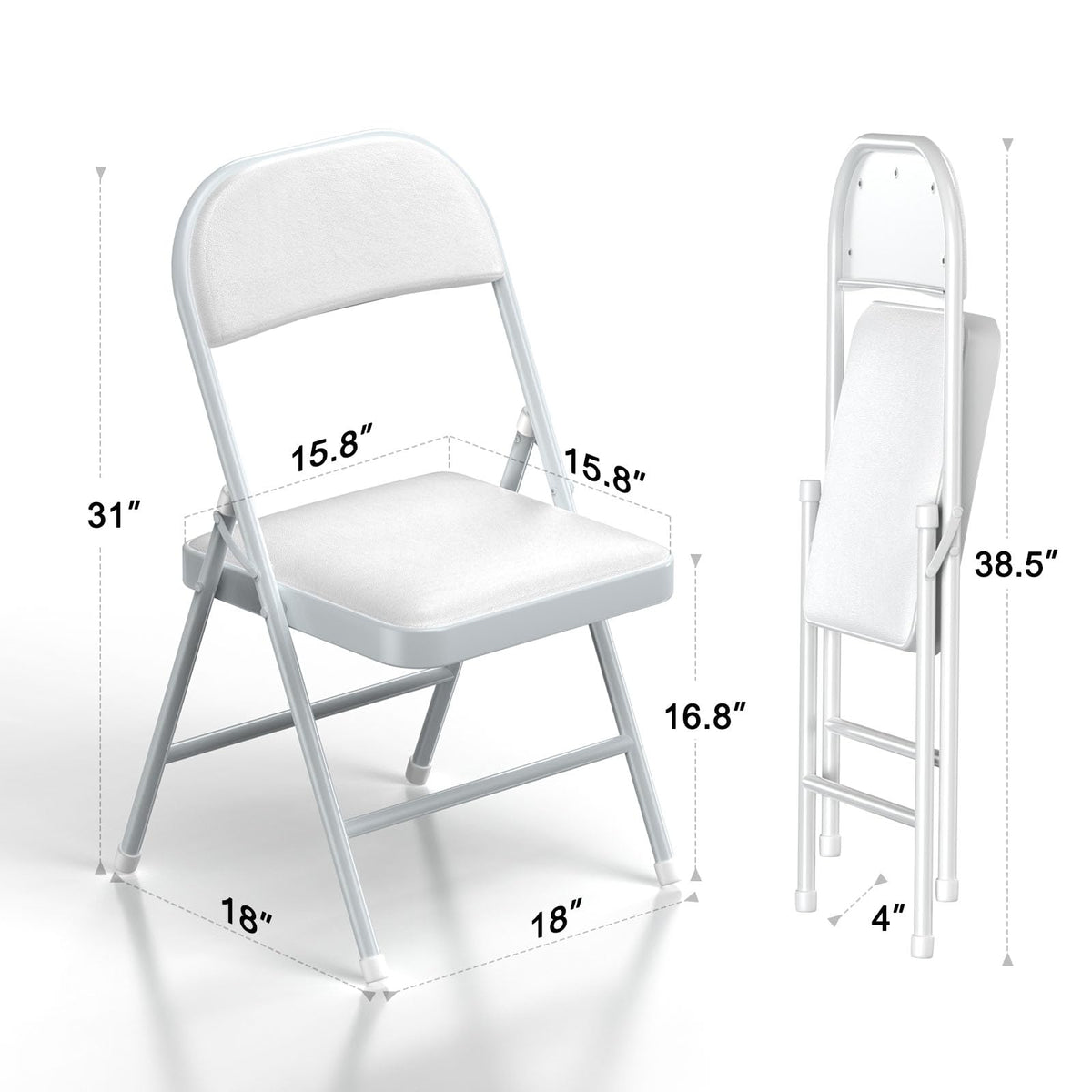 White Vinyl Padded Folding Chairs 4 Pack T73085