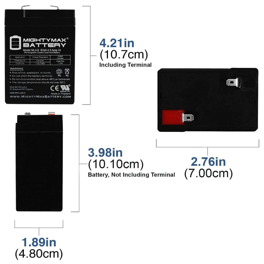 6V 4.5AH SLA Replacement Battery 2 Pack G56510