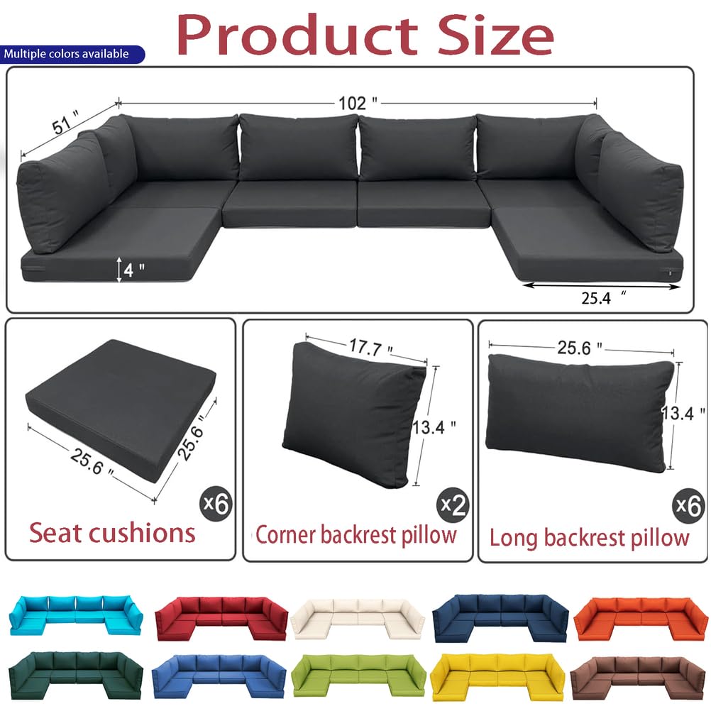 14-Piece Light Blue Outdoor Replacement Cushions Y444