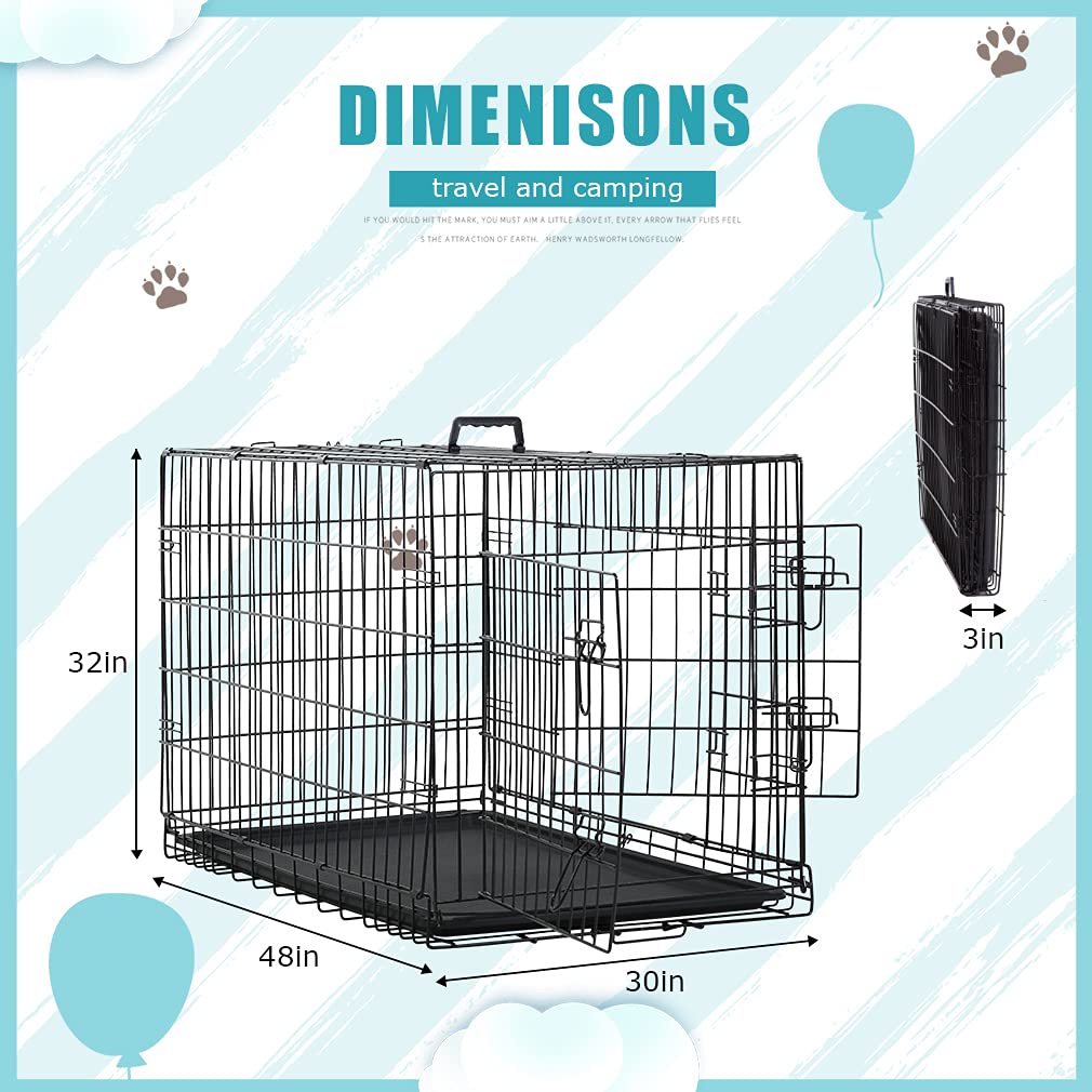 Black Metal Dog Crate L870