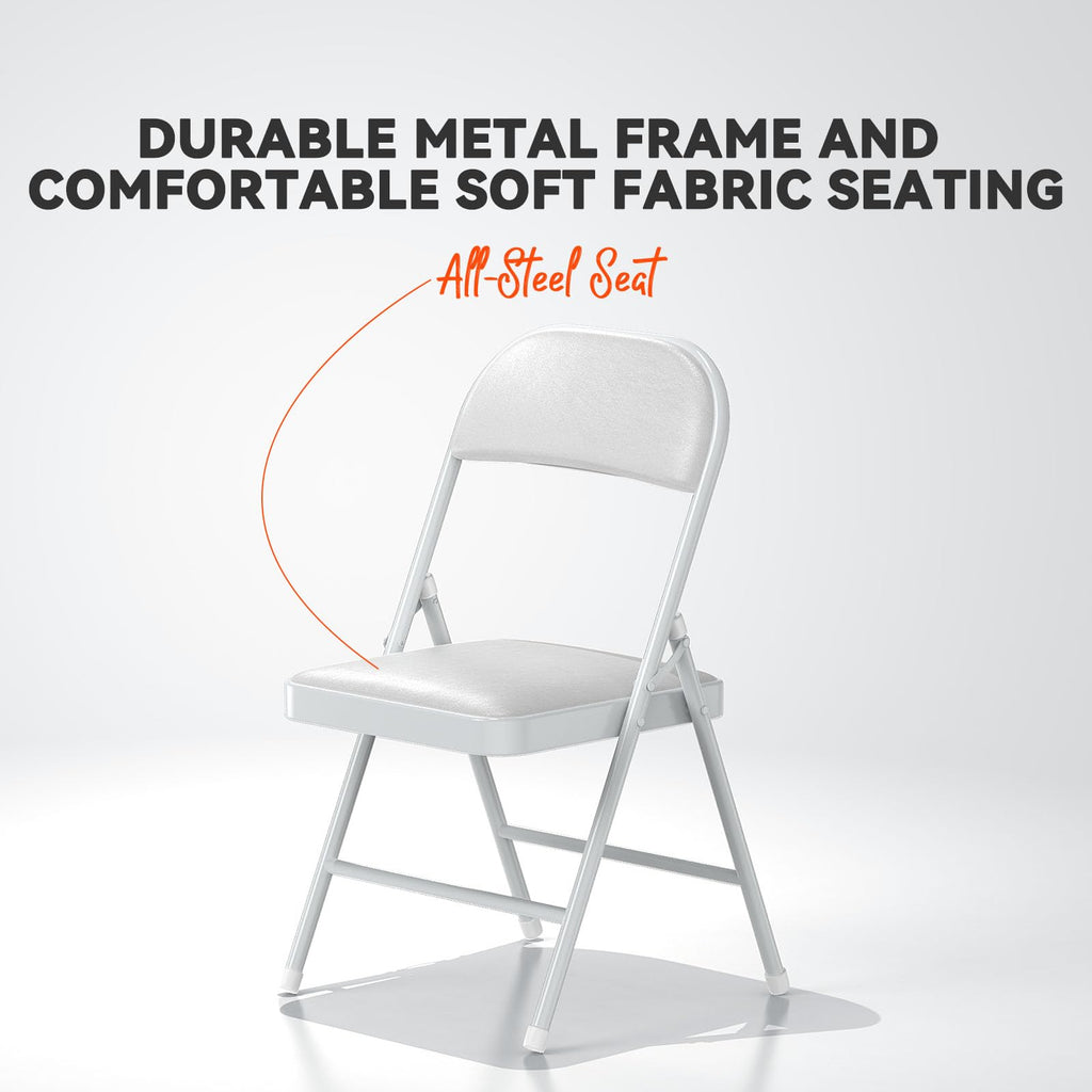 White Vinyl Padded Folding Chairs 4 Pack T73085