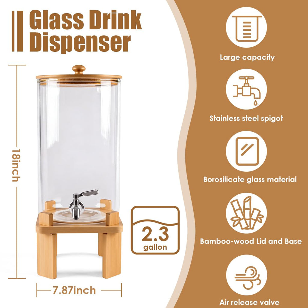 2.3 Gallon Glass Beverage Dispenser with Spigot E882762