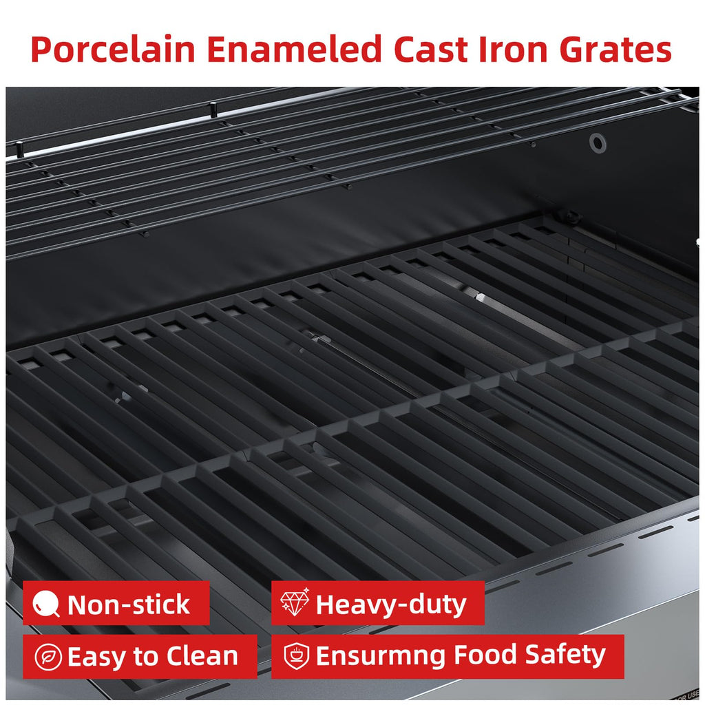 4 Burner Gas Grill with Side Burner and Wheels T884768
