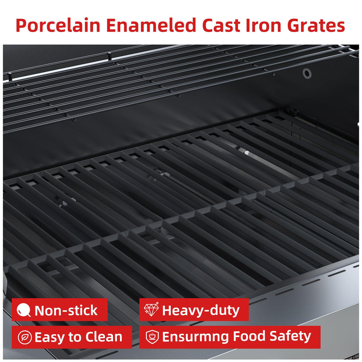 4 Burner Gas Grill with Side Burner and Wheels T884768
