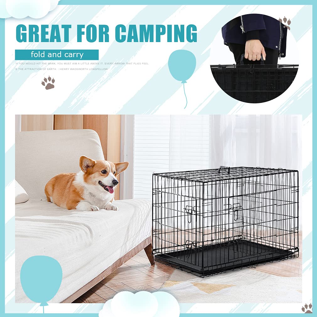 Black Metal Dog Crate L870
