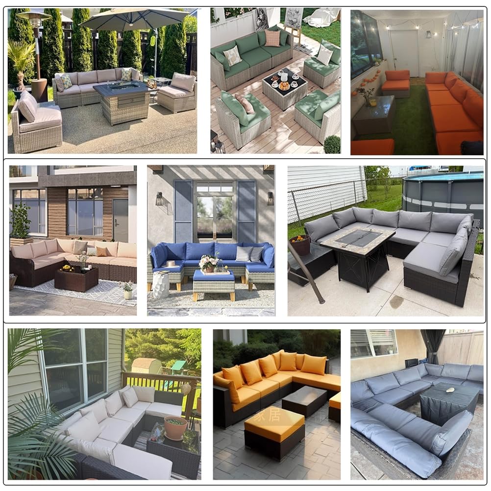 14-Piece Light Blue Outdoor Replacement Cushions Y444