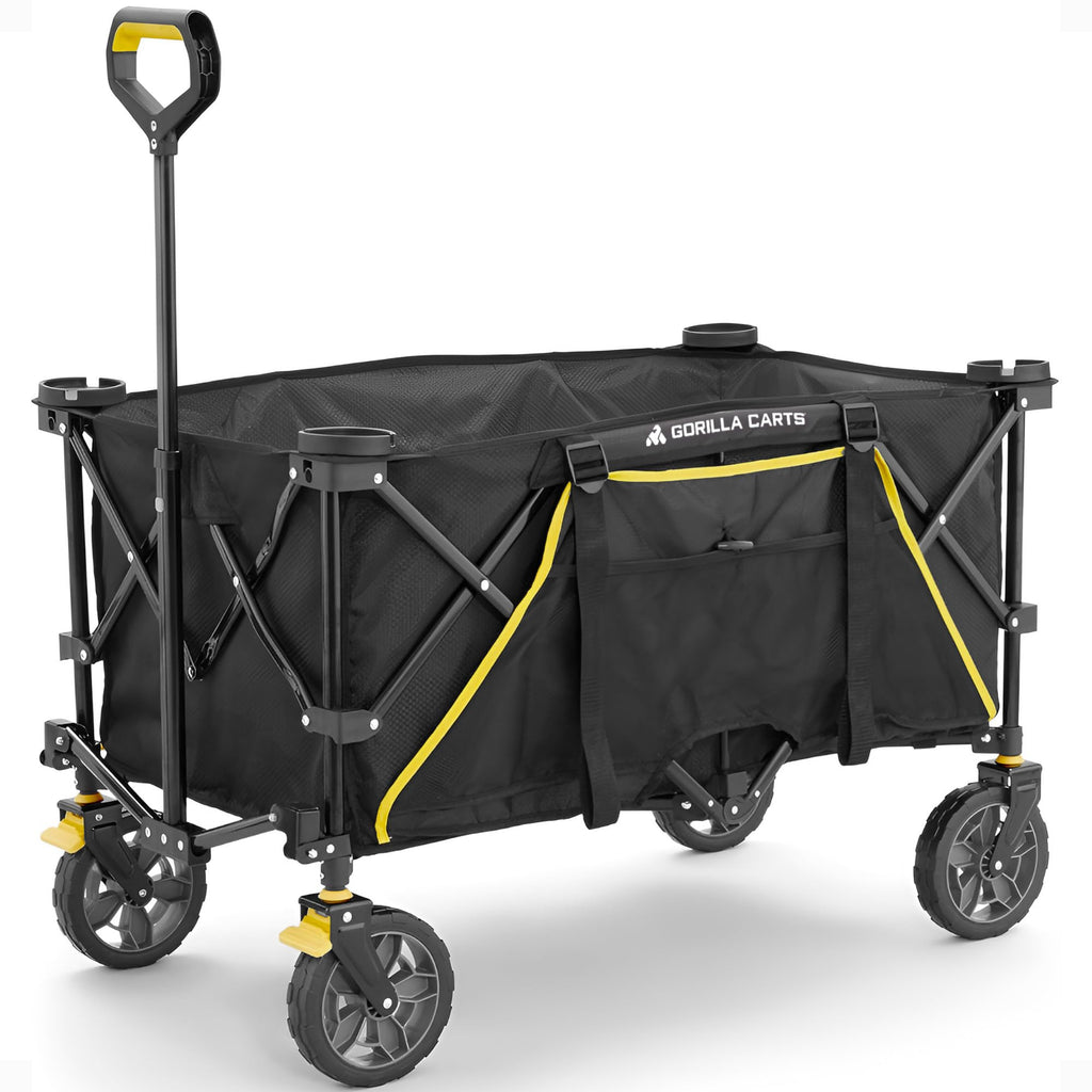Collapsible Folding Outdoor Utility Wagon, 7 Cu Ft, Black U358968