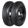 Set of 2 5.30-12 Trailer Tires with 12" Black Rims, 4 Lug on 4" Bolt Pattern, Load Range C 6PR B829
