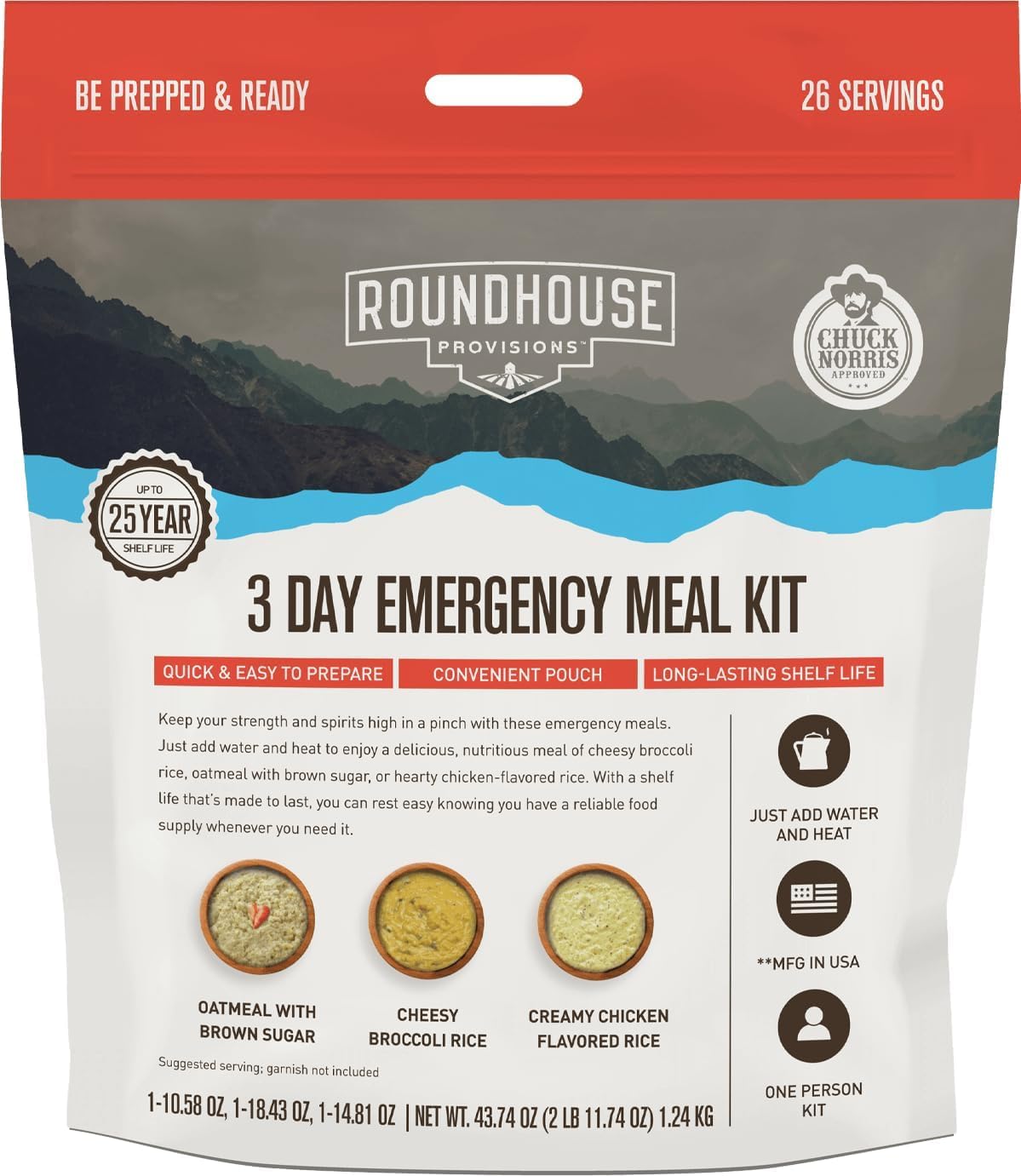 3 Day Emergency Meal Kit, 26 Servings W721119