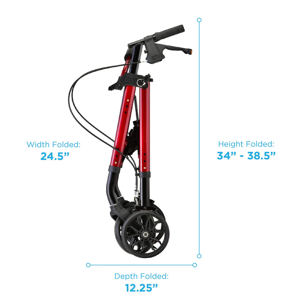 Red 8" Wheel Rollator Walker with Padded Seat M1574