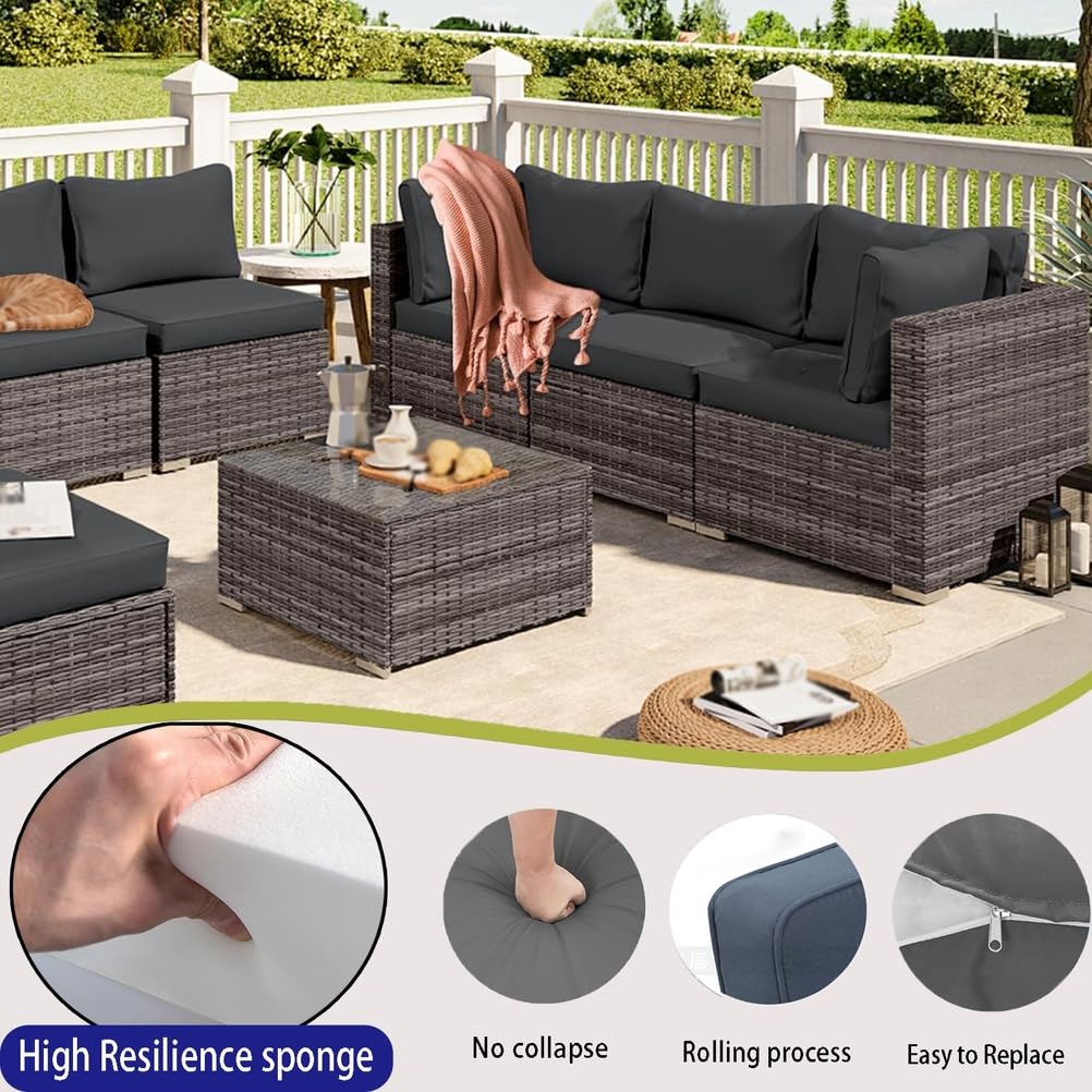 14-Piece Light Blue Outdoor Replacement Cushions Y444