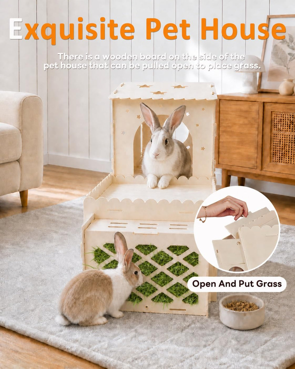 2-Story Wooden Rabbit House R89832