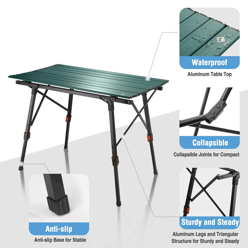 Portable Aluminum Camping Table with Adjustable Legs N54184