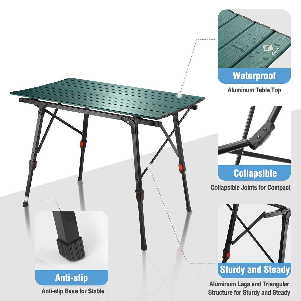 Portable Aluminum Camping Table with Adjustable Legs N54184