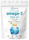 Omega 3 Fish Oil 1,200mg 240 Softgels Lemon Flavored Burpless EPA DHA C934