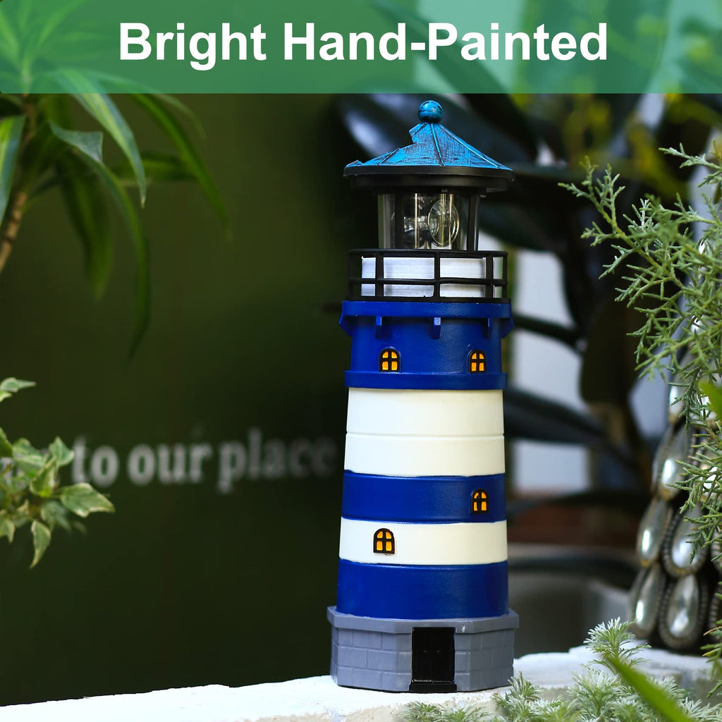 Solar Powered Lighthouse Decor with Rotating Beacon I142022