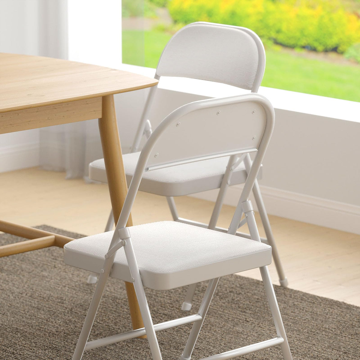 White Vinyl Padded Folding Chairs 4 Pack T73085
