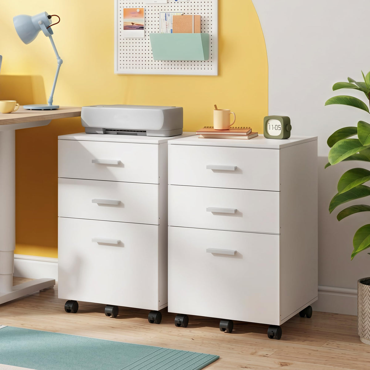 3 Drawer White Wood File Cabinet R669