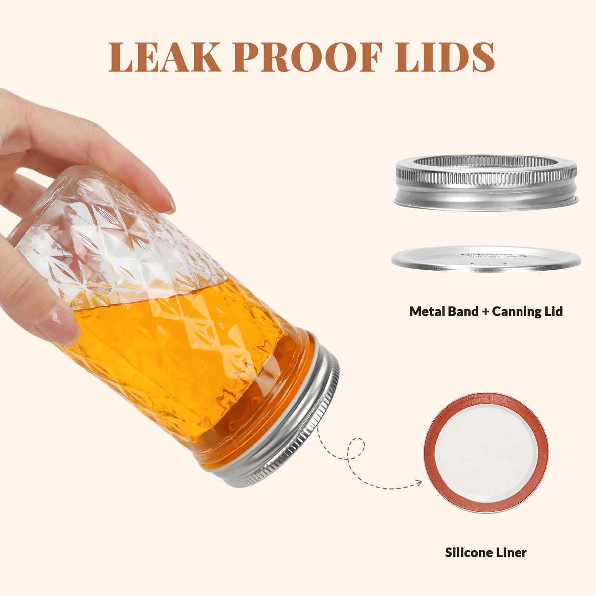 12 Pack 12oz Regular Mouth Glass Jars With Lids V9366