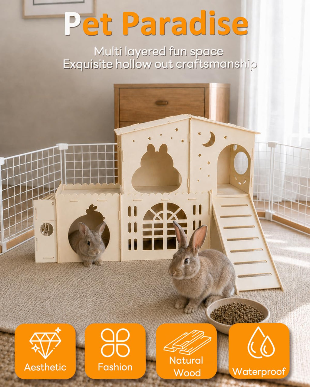 2-Story Wooden Rabbit House R89832