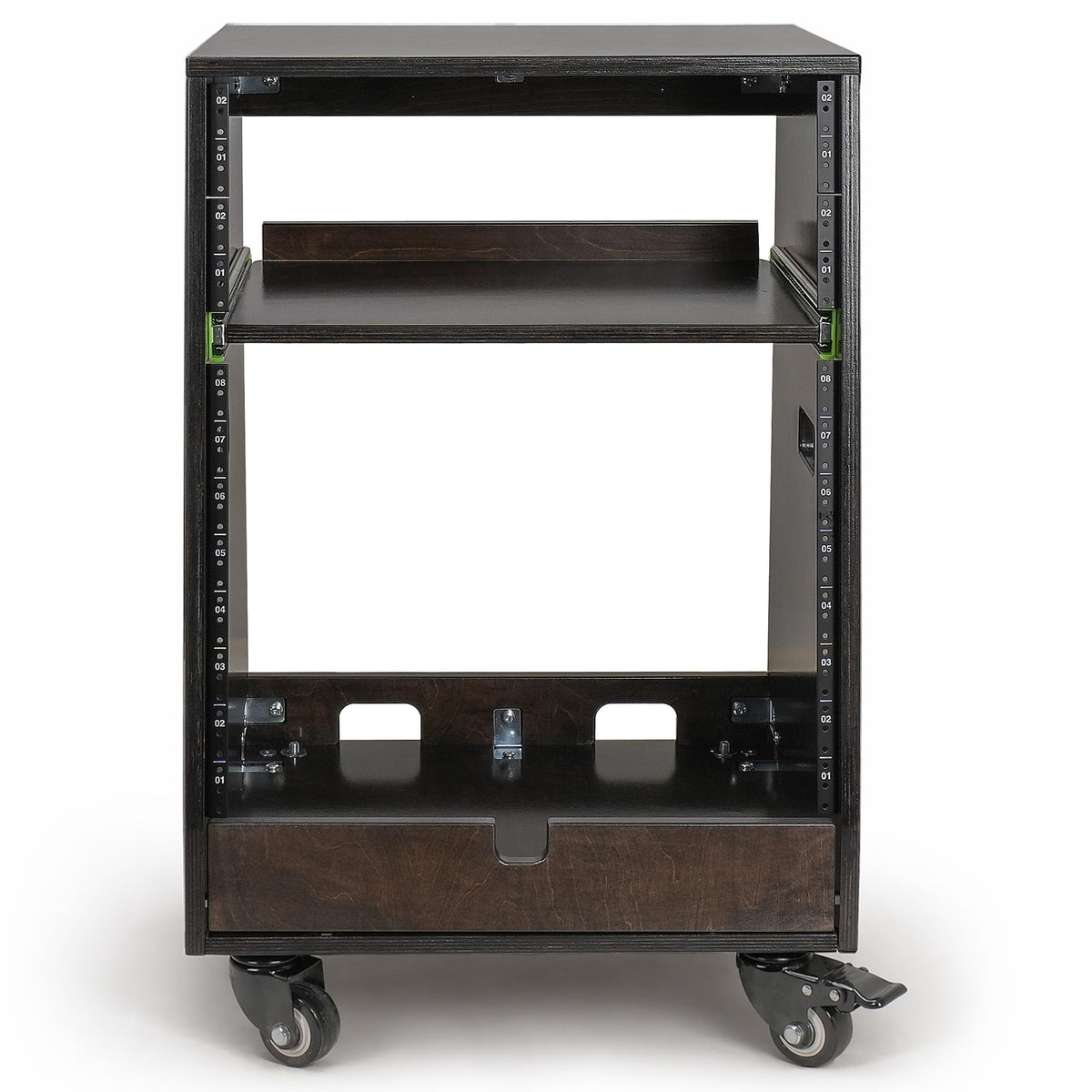 12U Studio Rack with Slide-Out Tray and Casters Z741