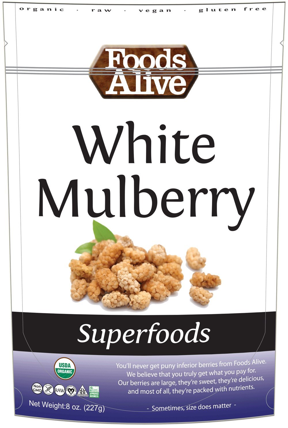 Organic White Mulberries Dried 8 oz X5122