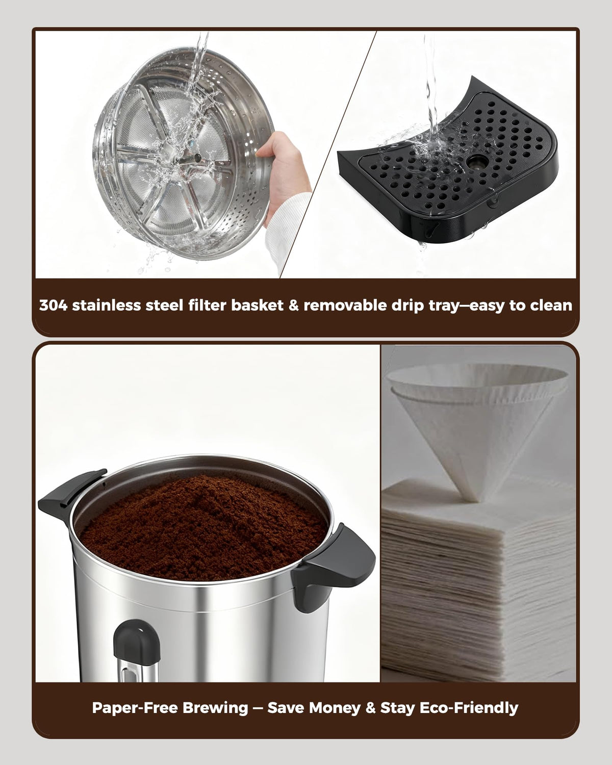 100-Cup Commercial Coffee Urn 15L Stainless Steel Percolator Y95993