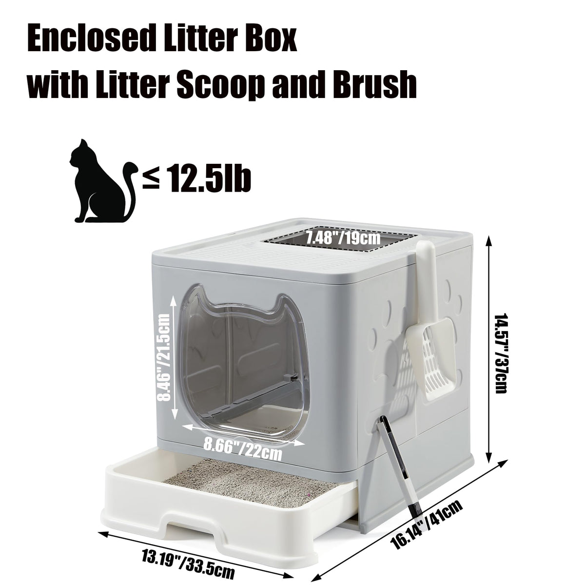 Covered Litter Box with Lid and Scooper P872673