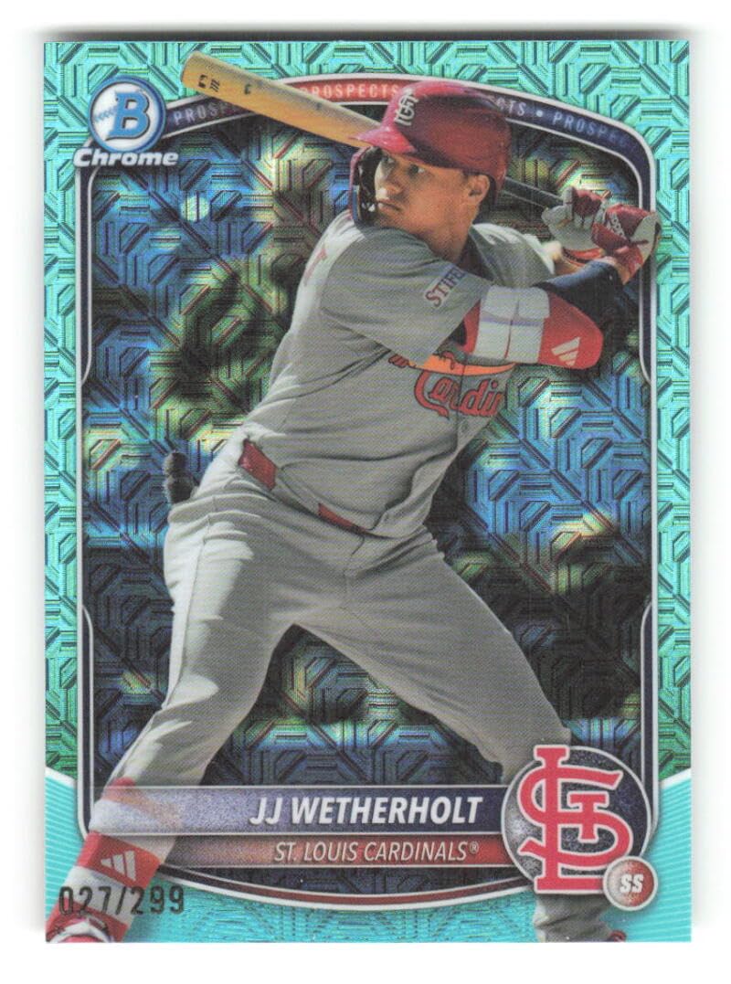 2025 Bowman Chrome Prospects Mega Box Aqua Mojo Refractor Baseball Trading Card V8185